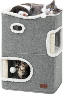 Moderne 3-stufige Katzenwohnung mit Kratzbaum und Hängematte