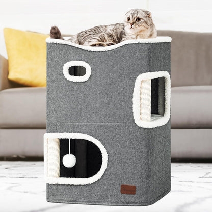 YITAHOME Katzenhaus Indoor Katzenbett Katzentonne Katzenhöhle Grau
