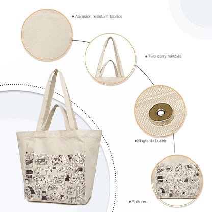Miss Lulu Große Damen Canvas Schultertasche Tote Bag