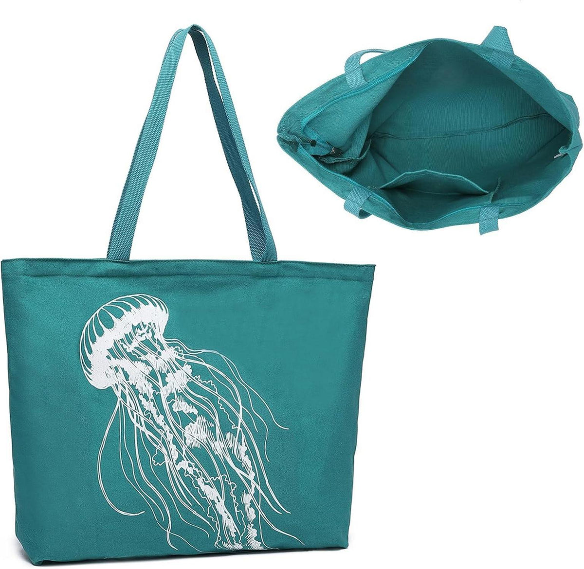 Große Canvas Shopper Tasche Damen Blau - Schultertasche Uni College