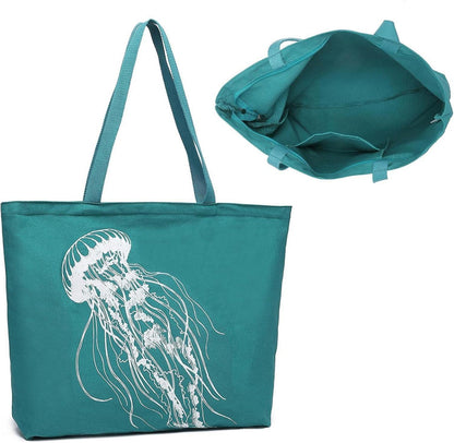 Große Canvas Shopper Tasche Damen Blau - Schultertasche Uni College