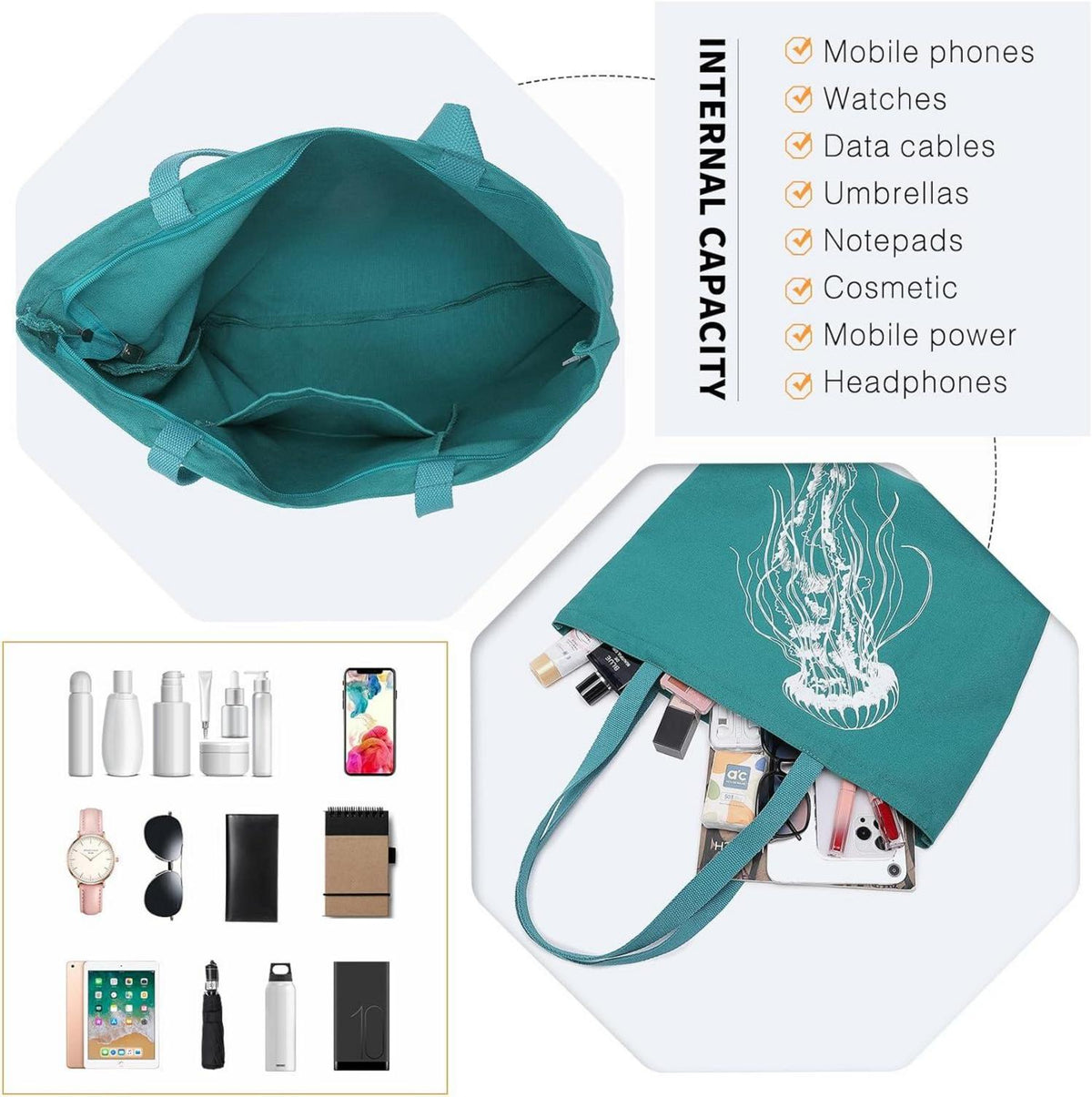 Miss Lulu Damen Canvas Shopper Schultertasche Handtasche - Geschenk für Frauen