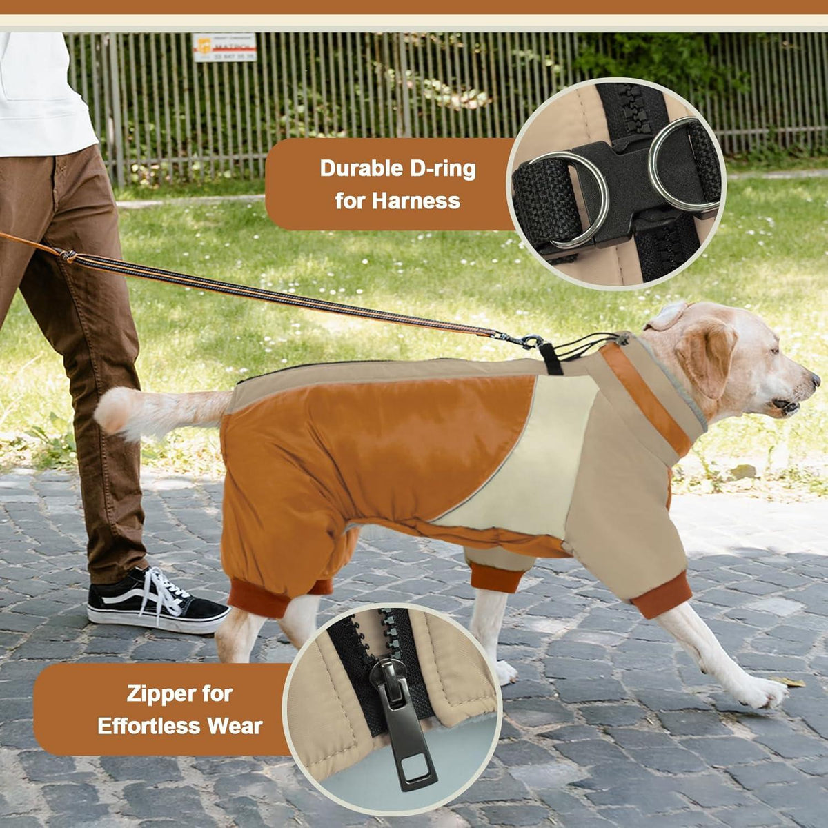 Wasserdichter Hundemantel Winter mit Geschirr für Kleine Hunde Braun XS