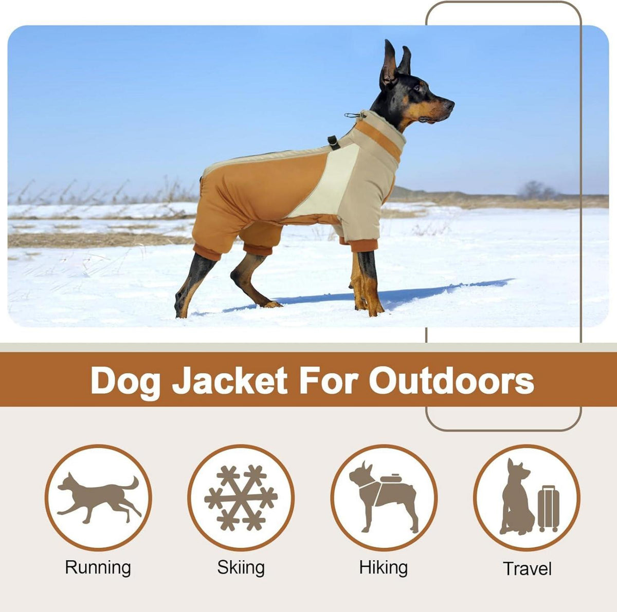 Wasserdichter Hundemantel Winter für Kleine Hunde mit Geschirr Braun XS