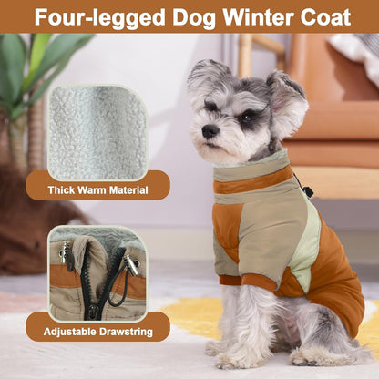 Wasserdichter Hundemantel Winter mit Geschirr für kleine Hunde Braun