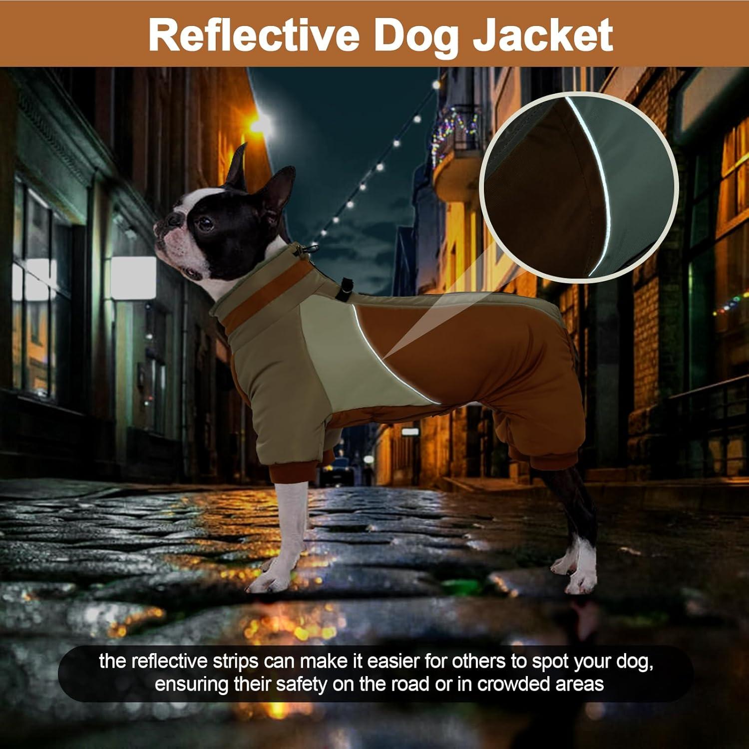 Hundemantel Wasserdichter Winterjacke mit Geschirr und Reflektoren in