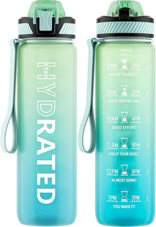 Trinkflasche 1L BPA-Frei Tritan mit Strohhalm & Zeitmarkierung