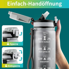 Trinkflasche Sport 1L BPA-Frei Auslaufsicher mit Zeitmarkierung