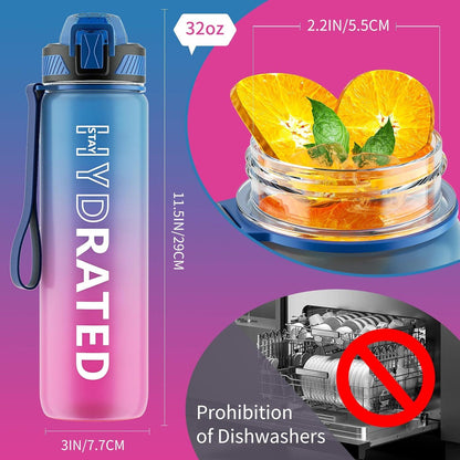 Trinkflasche 1L BPA-Frei Tritan Sport Wasserflasche Strohhalm 1000ml