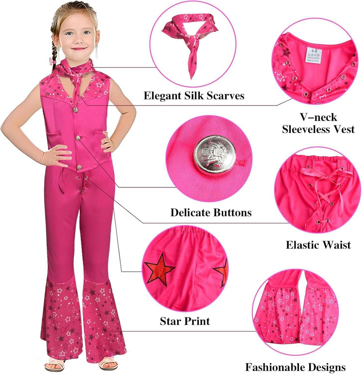 Mädchen Cowgirl Kostüm Rosa Filmheldin Western Outfit 11-14