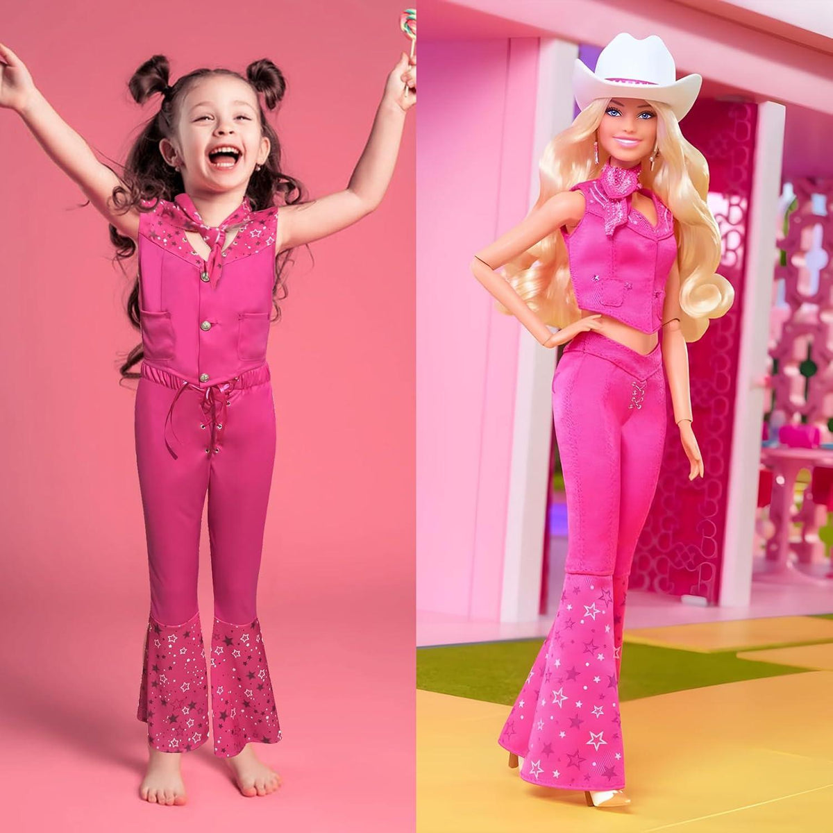 BIQIQI Mädchen Cowgirl Kostüm Rosa Halloween Western Film Cosplay 11-14 Jahre