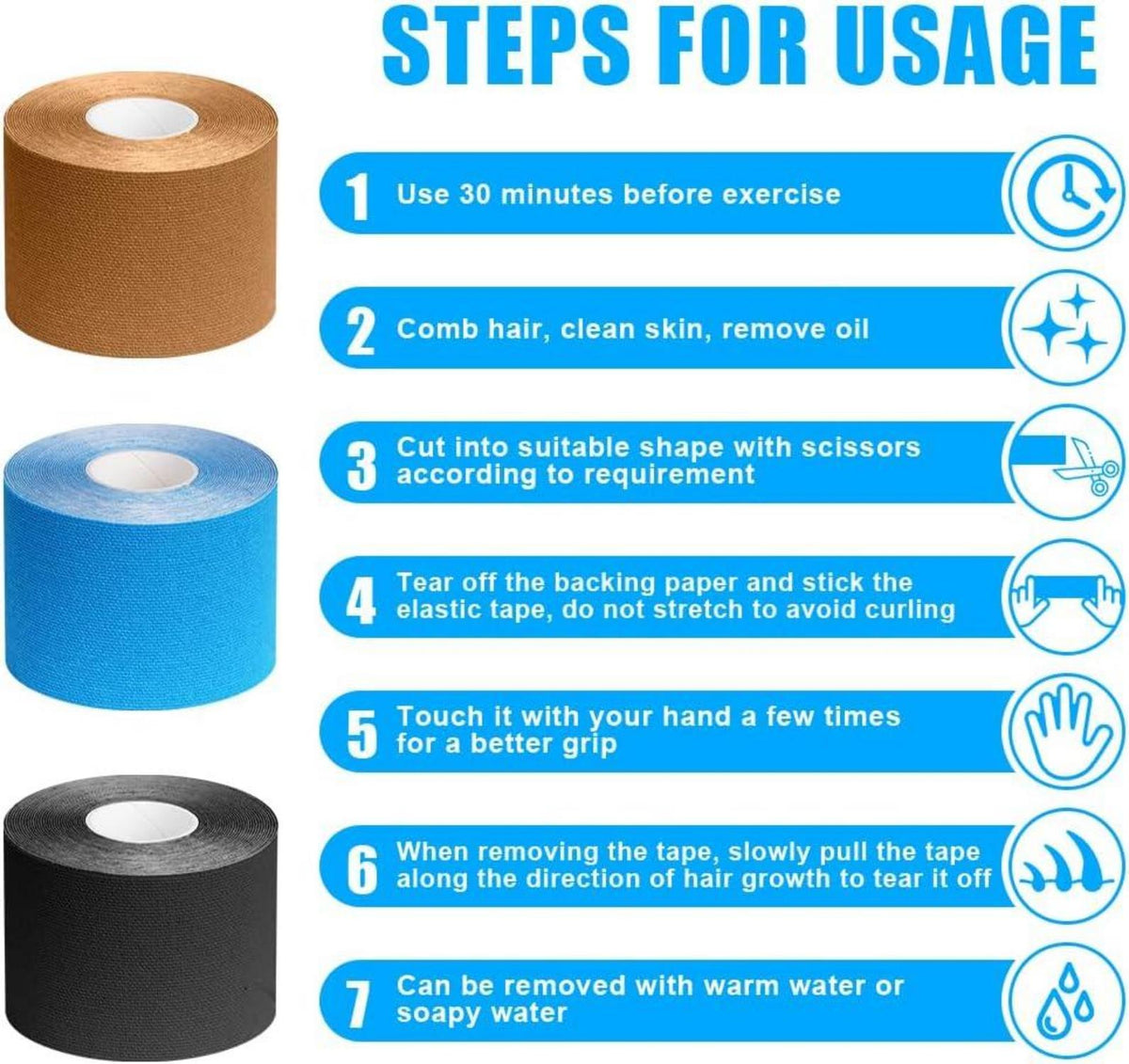 Kinesiologie Tape 5cm x 5m Blau Wasserfest Sport Physiotherapie
