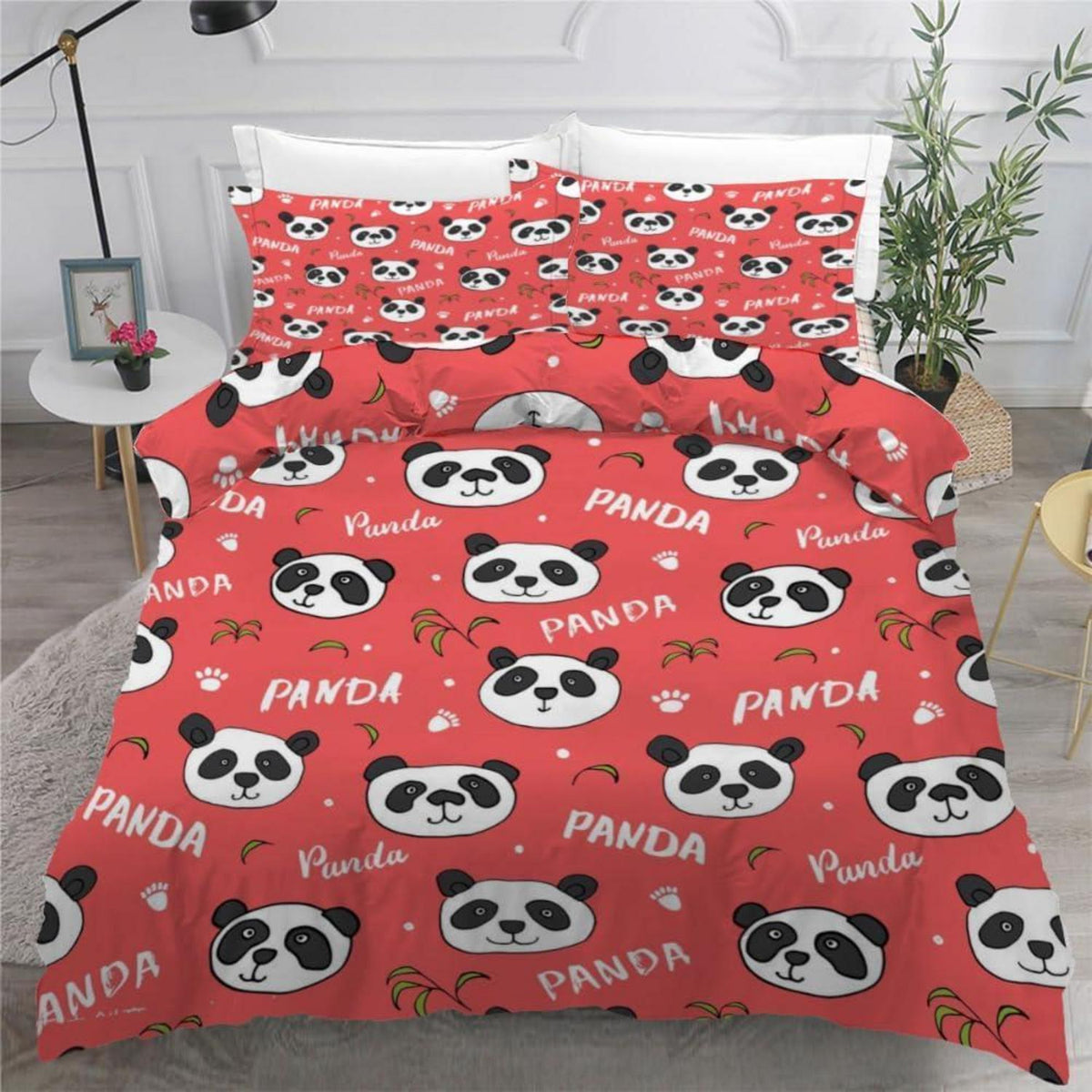 Panda Bettwäsche-Set 220x240 cm | 3-teilig, Mikrofaser, 3D-Motiv
