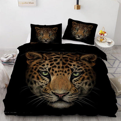 Leopard 3D Bettwäsche-Set 220x240 cm | Mikrofaser Bettbezug mit Kissenbezügen