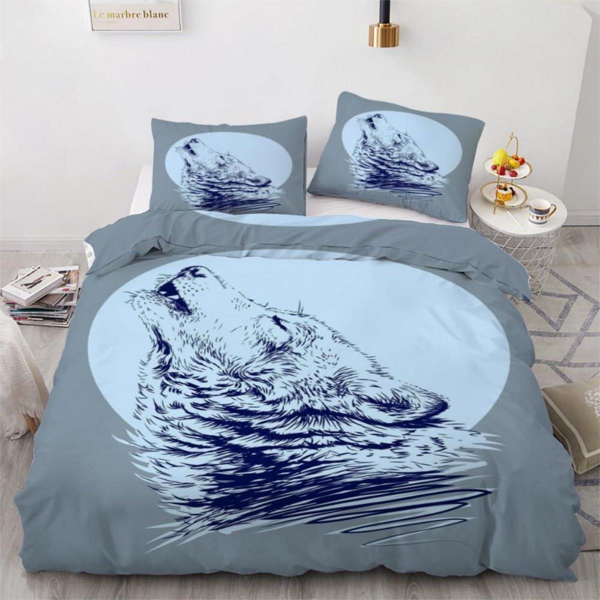 Wolf 3D Bettwäsche Set 135x200 cm - Mikrofaser Kinderzimmer