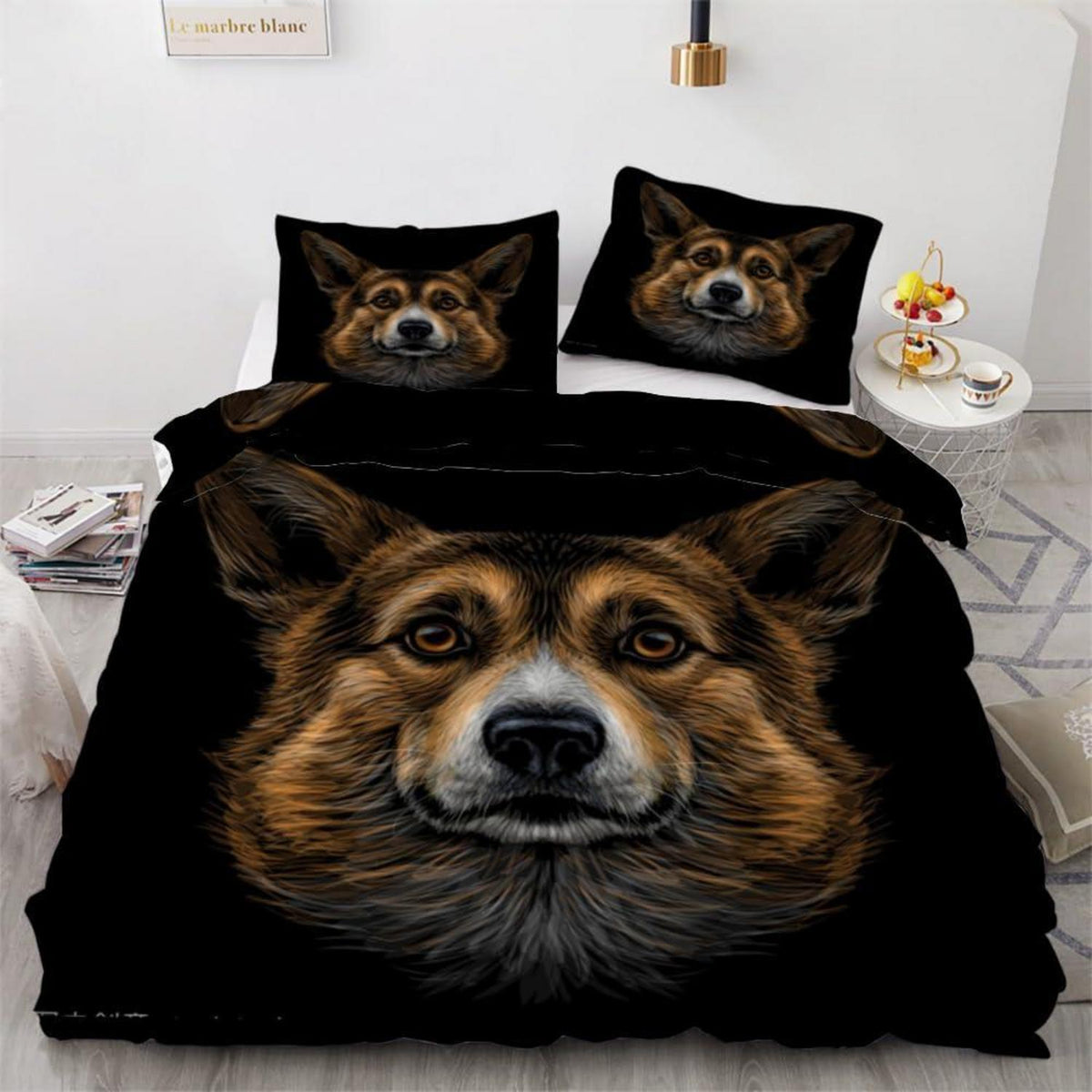 Corgi Kinderbettwäsche 135x200 cm 4tlg. Retro Hund Motiv