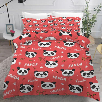 Panda Kinderbettwäsche 135x200 cm 4tlg. Mikrofaser Bettwäsche-Set