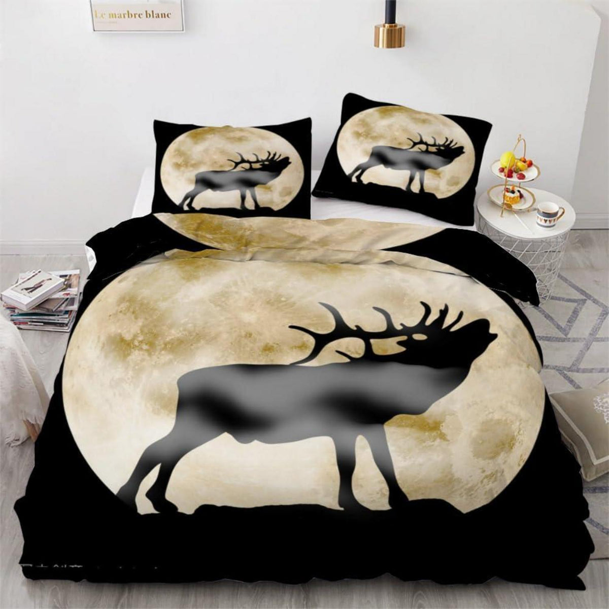 Elch Bettwäsche Set 220x240 cm - 3-teilig, Mikrofaser & 3D Muster