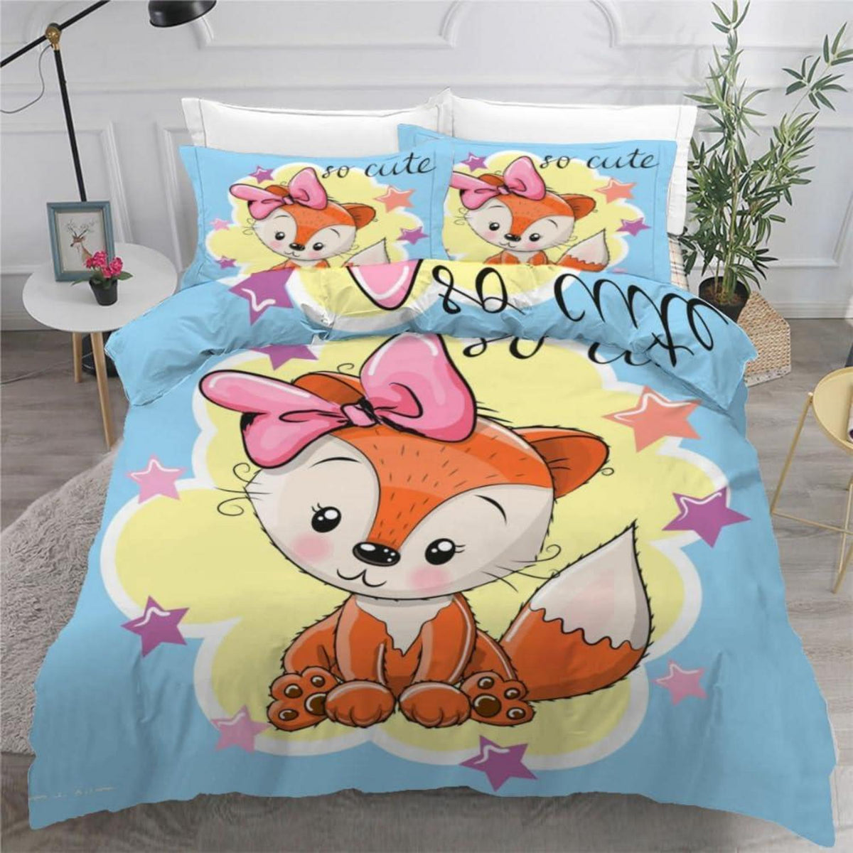 Sternfuchs Kinderbettwäsche 135x200 cm 4tlg. Mikrofaser 3D Motiv