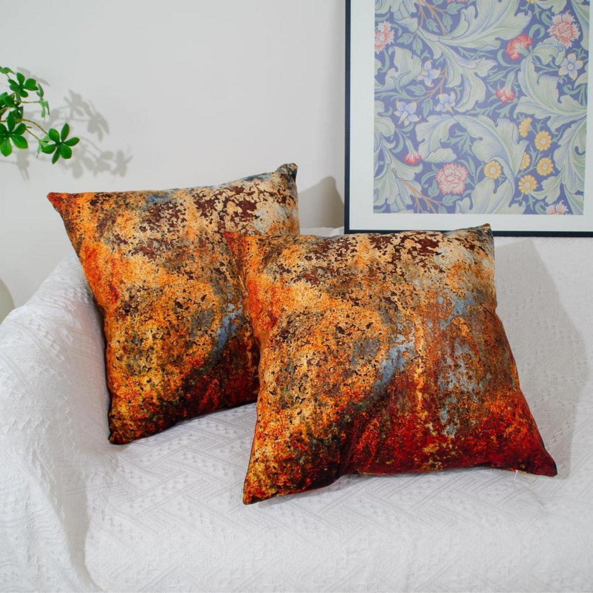 2x Kissenbezug Goldbraun Rostfarben – Samt Deko Kissen 45x45 cm