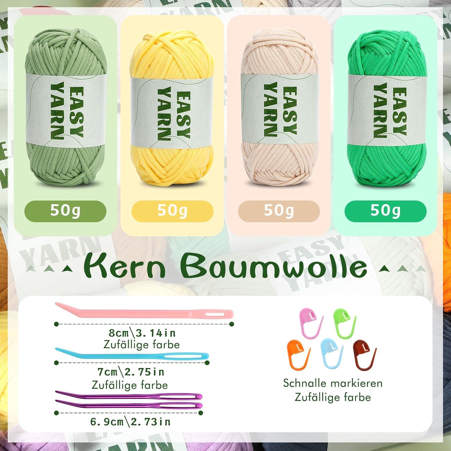Anfängergarn Häkelgarn Baumwolle 4x50g Set Pastellfarben