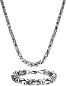 Königskette Silber Herren 4/5/6/7/8mm Edelstahl Halskette Armband Set
