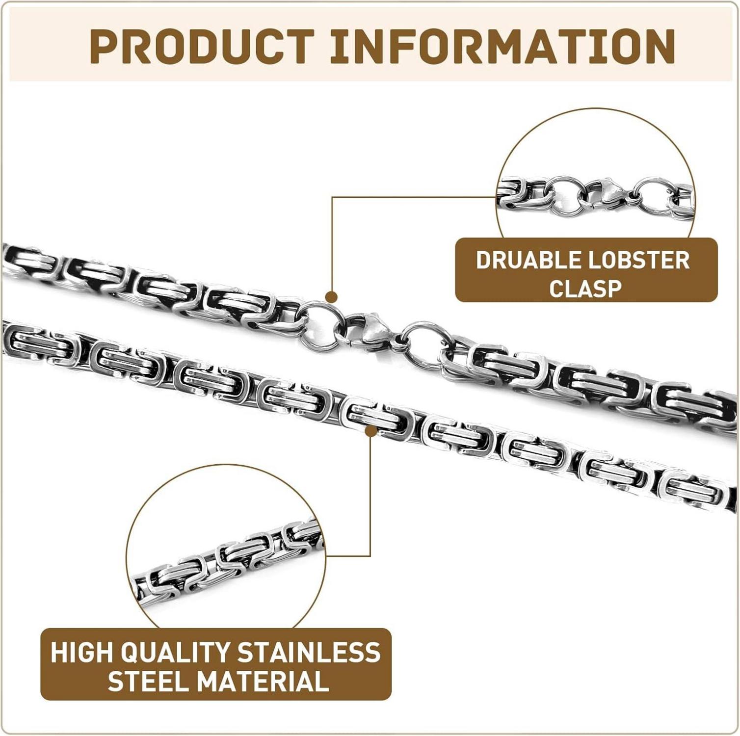 Königskette Silber Herren 4/5/6/7/8mm Edelstahl Halskette Armband Set