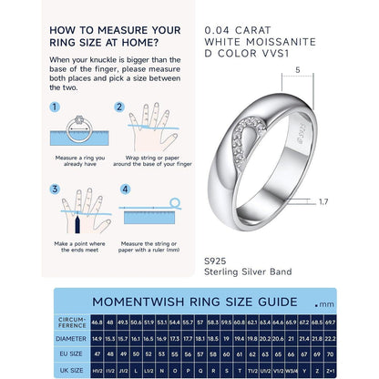 Partnerring Sterling Silber Moissanit Herzform Valentinstag