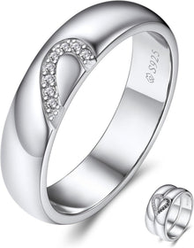 Partnerring Moissanit Ehering 925 Sterling Silber Valentinstag