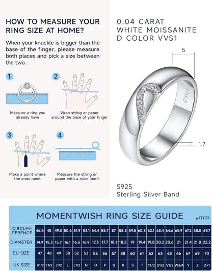 Partnerring Moissanit Ehering 925 Silber Valentinstag Geschenk Box