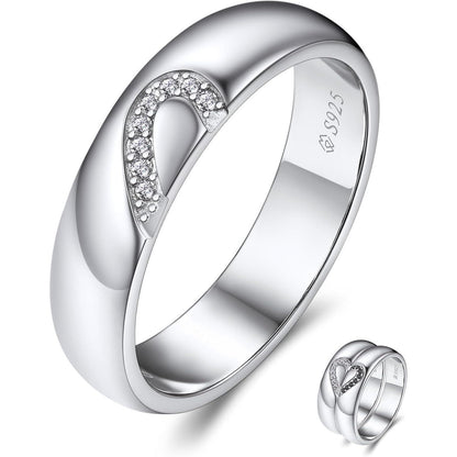 MomentWish Partnerring Moissanit Ehering 925 Sterling Silber