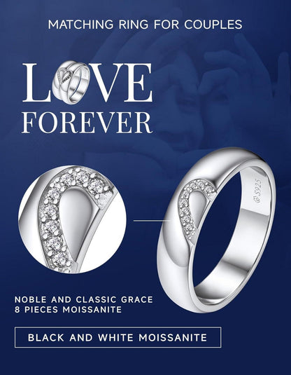 925 Sterling Silber Moissanit Partnerring Herzform Geschenk