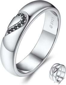 MomentWish Moissanite Partnerring Schwarz 925 Sterling Silber