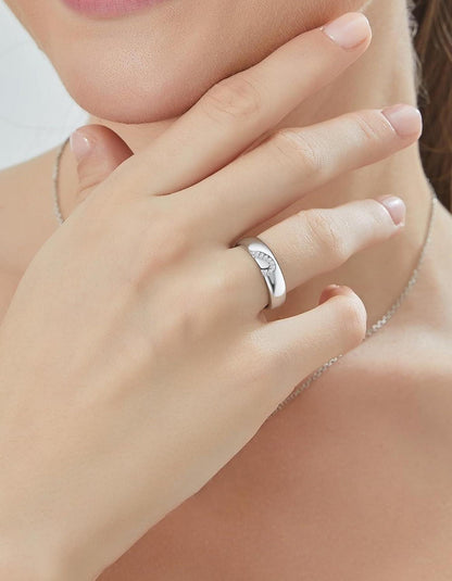 MomentWish Moissanite Partnerring Schwarz 925 Sterling Silber