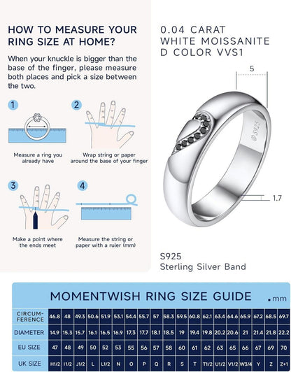 Partner Ring Set Schwarz Moissanit 925 Sterling Silber