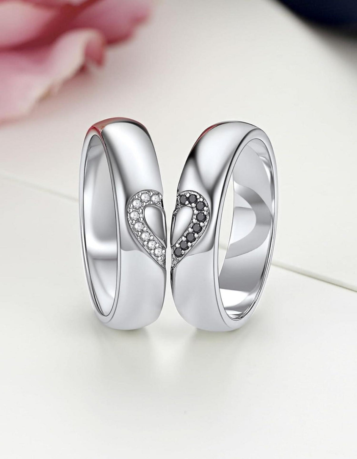 Partnerring für sie und ihn Schwarz 925 Silber Valentinstag Ehering