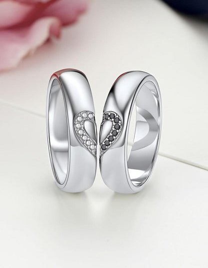 Partnerring für sie und ihn Schwarz 925 Silber Valentinstag Ehering