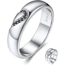 Partner-Ehering Schwarz Moissanit 925 Silber Valentinstag