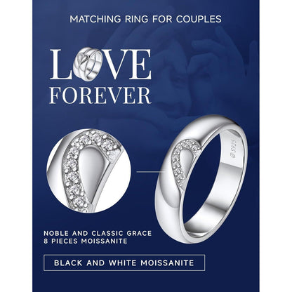 Partnerring Moissanit 925 Sterling Silber Valentinstag