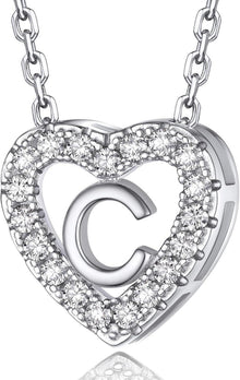 Herz Kette mit Buchstaben Anhänger Moissanit Diamant Halskette
