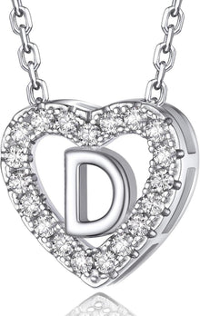 Herz Kette mit Buchstaben A-Z Anhänger, Moissanit Diamant Initialen