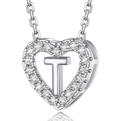 Personalisierte Initialen Herz Kette Damen mit Moissanit