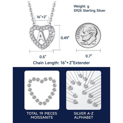 Personalisierte Initialen Herz Kette Damen mit Moissanit