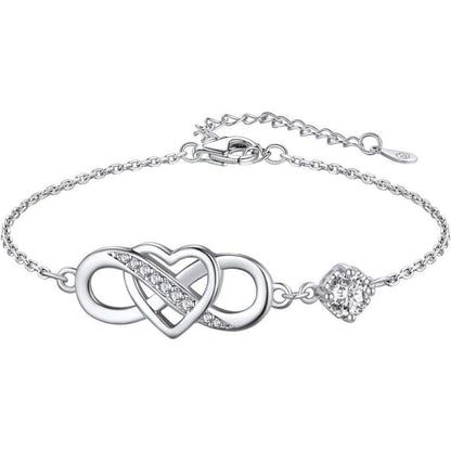 Infinity Armband Damen Silber 925 mit Moissanit Herz 0,5 Karat