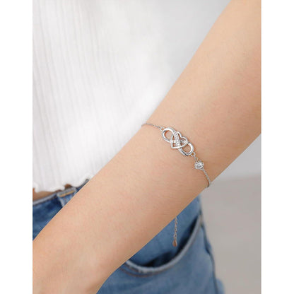 Infinity Armband Damen Silber 925 mit Moissanit Herz 0,5 Karat