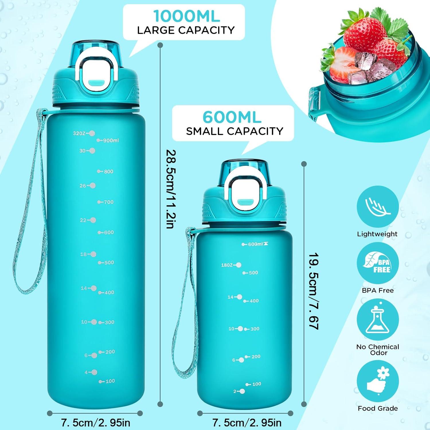 AOHAN 1l Trinkflasche BPA Frei Sport Wasserflasche Auslaufsicher Motivierend