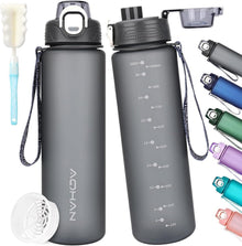 Sport Trinkflasche 1l BPA Frei Auslaufsicher Filter Blau