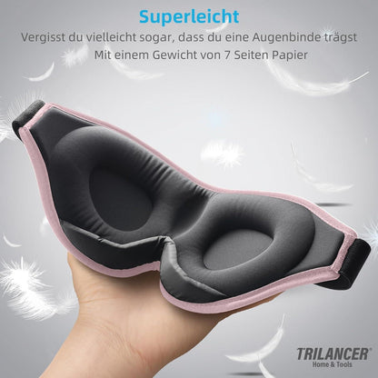Schlafmaske Augenbinde 100% Lichtblocker, ergonomisch, einstellbar, Ohrstöpsel