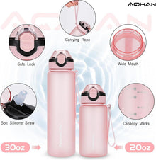 AOHAN Trinkflasche 600ML mit auslaufsicherem Klappdeckel und