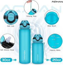 AOHAN Trinkflasche 1L auslaufsicher mit Klappdeckel und